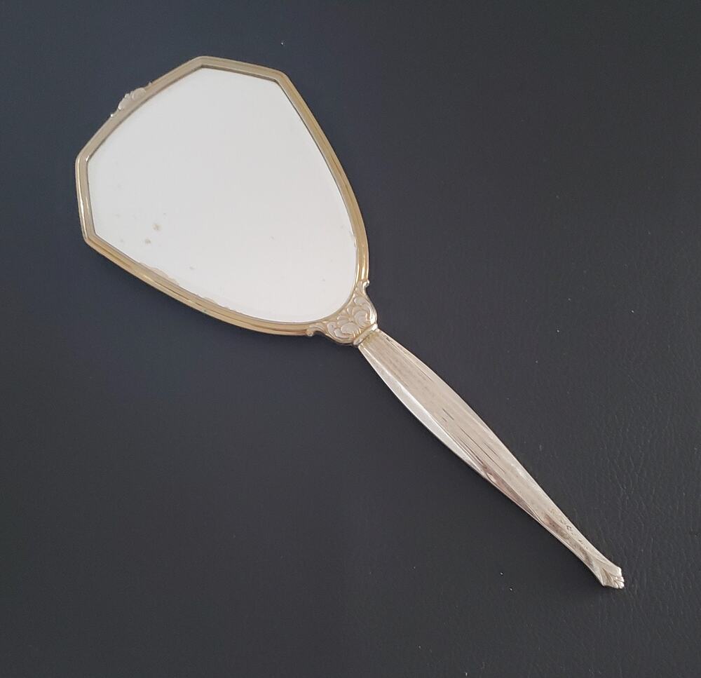 Vintage Antique Mirror Art Deco 14" X 6" Silver Plated, 1920s Gatsby Flapper